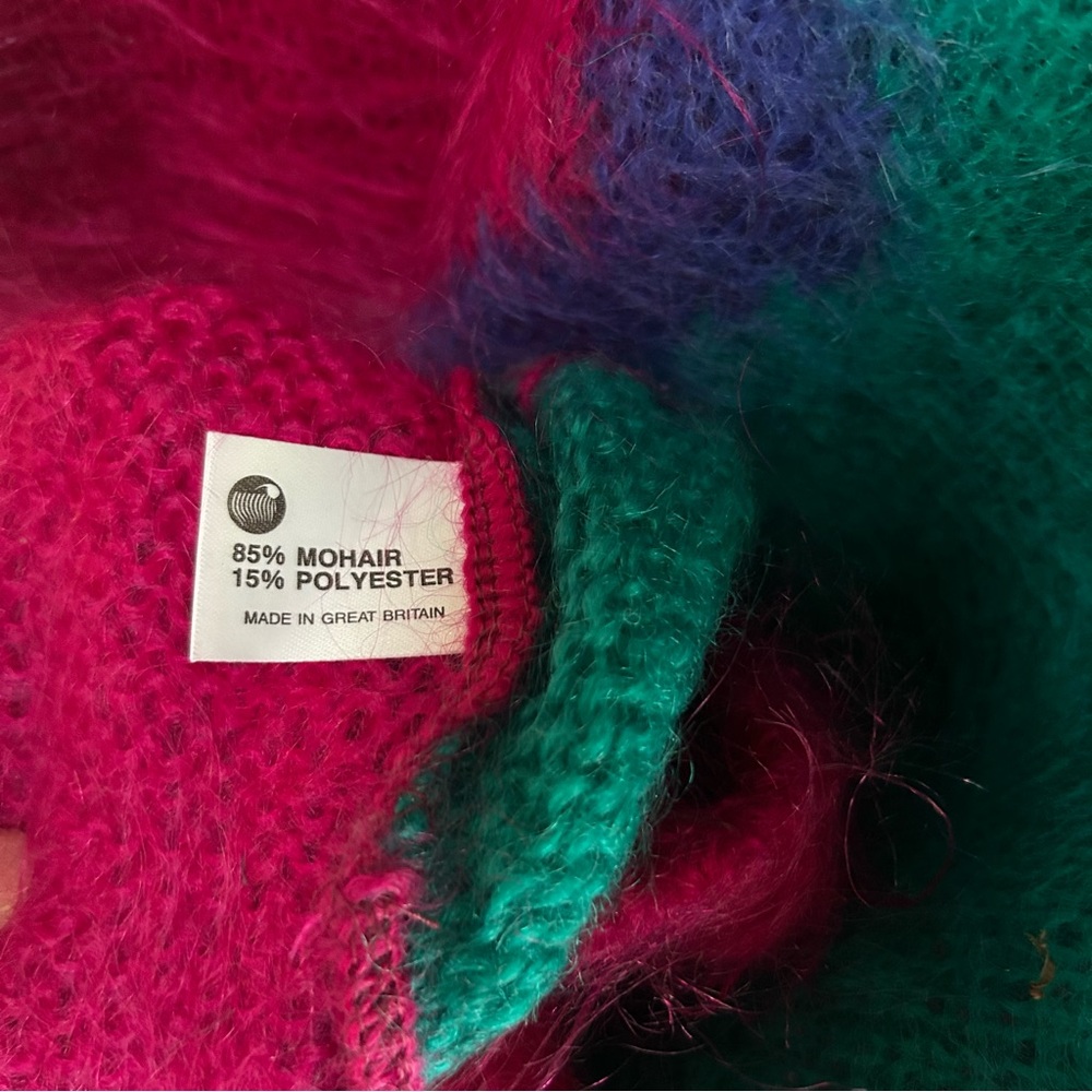 Gold Label Designer ~Vibrant 80s 90s Mohair Geometric Colorblock Sweater~ Medium - Picture 10 of 14